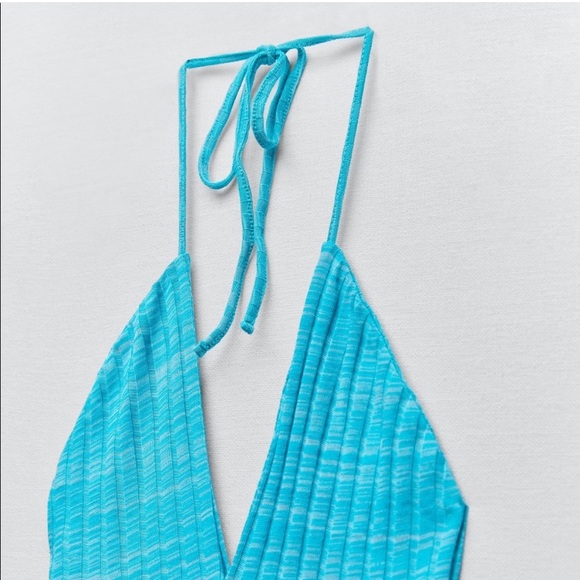 🦋 ZARA TURQUOISE BLUE RIBBED COTTON BLEND JUMPSUIT! - Picture 13 of 16